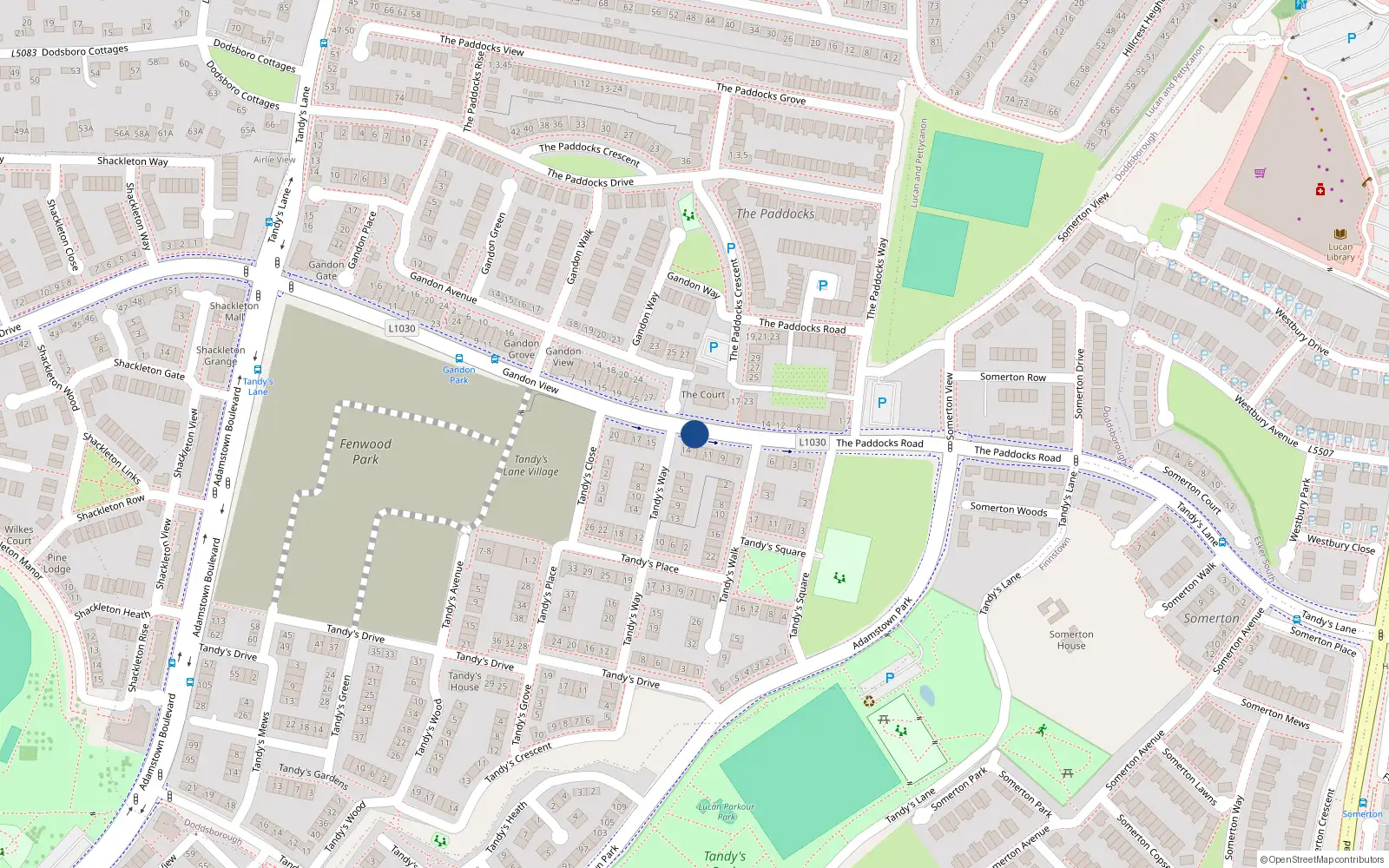 Overhead map showing the location of 12 Tandy's Gate, Lucan
