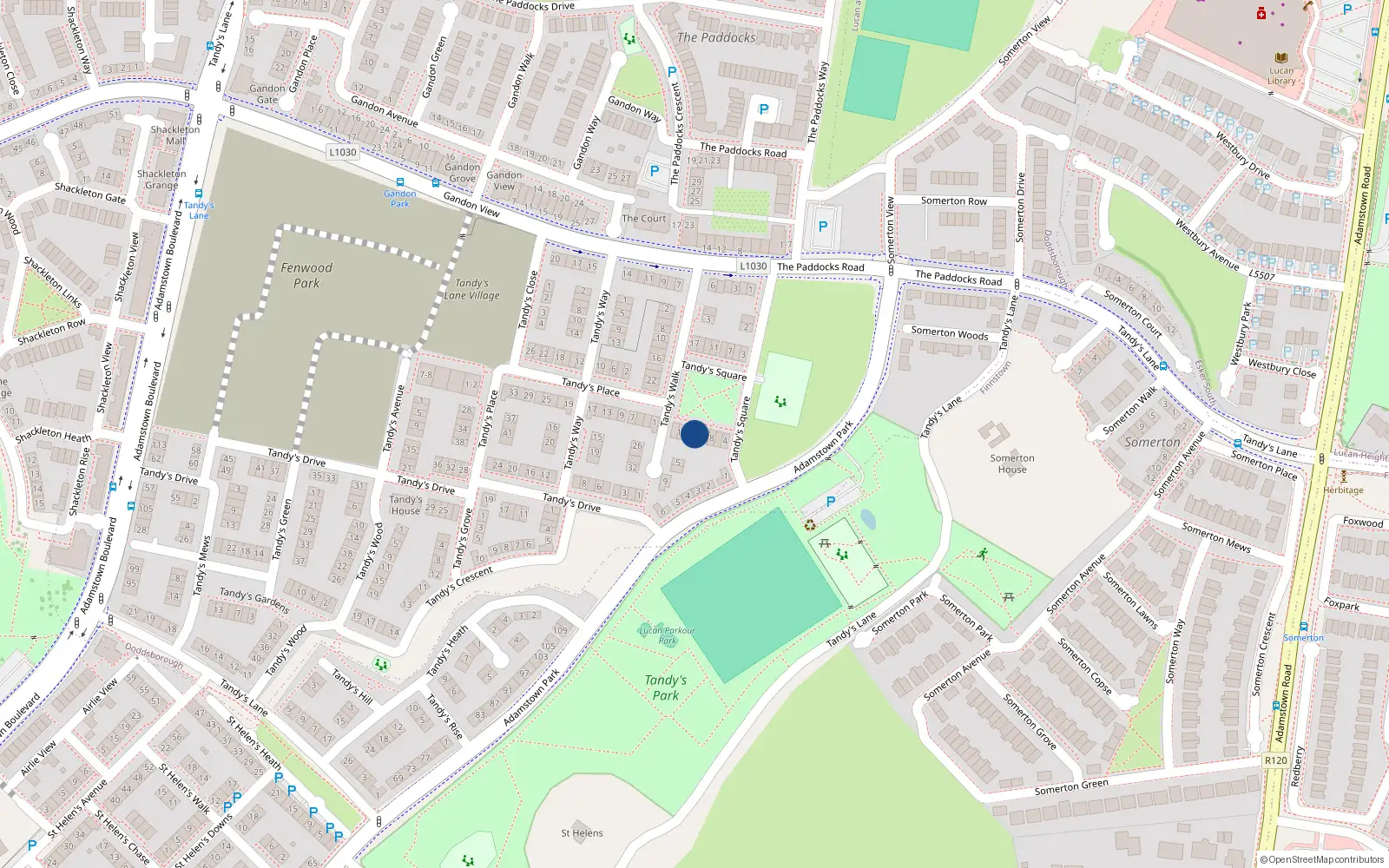Overhead map showing the location of 12 Tandy's Square, Lucan