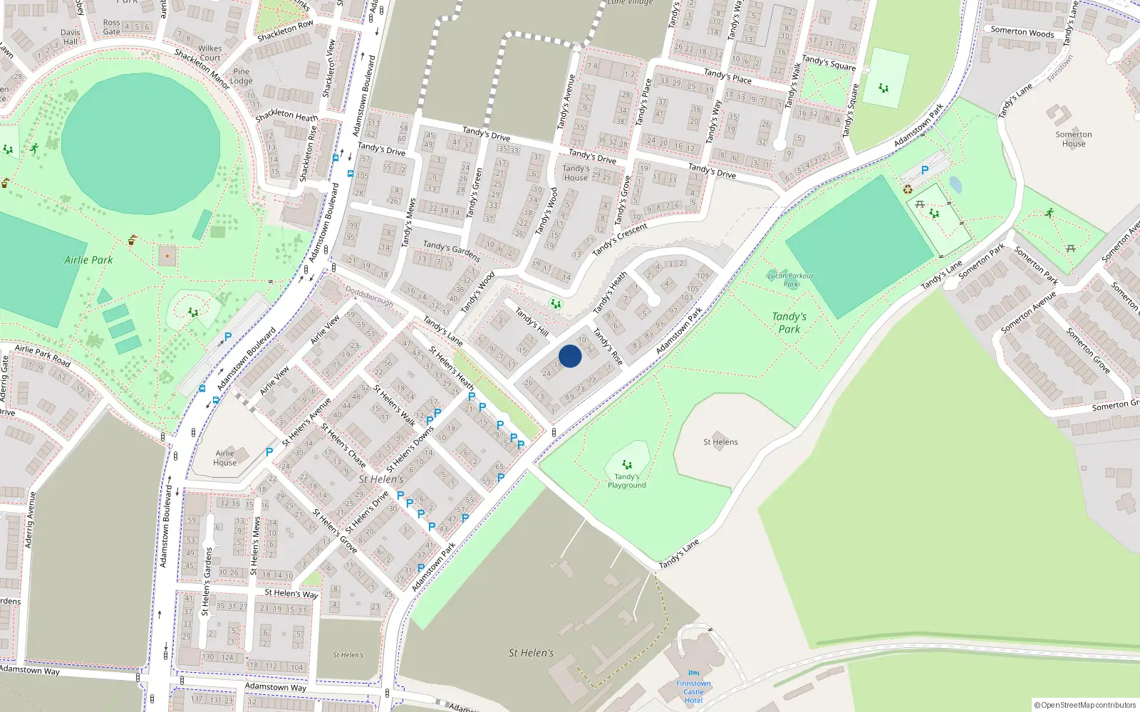 Overhead map showing the location of 12 Tandy's Heath, Lucan