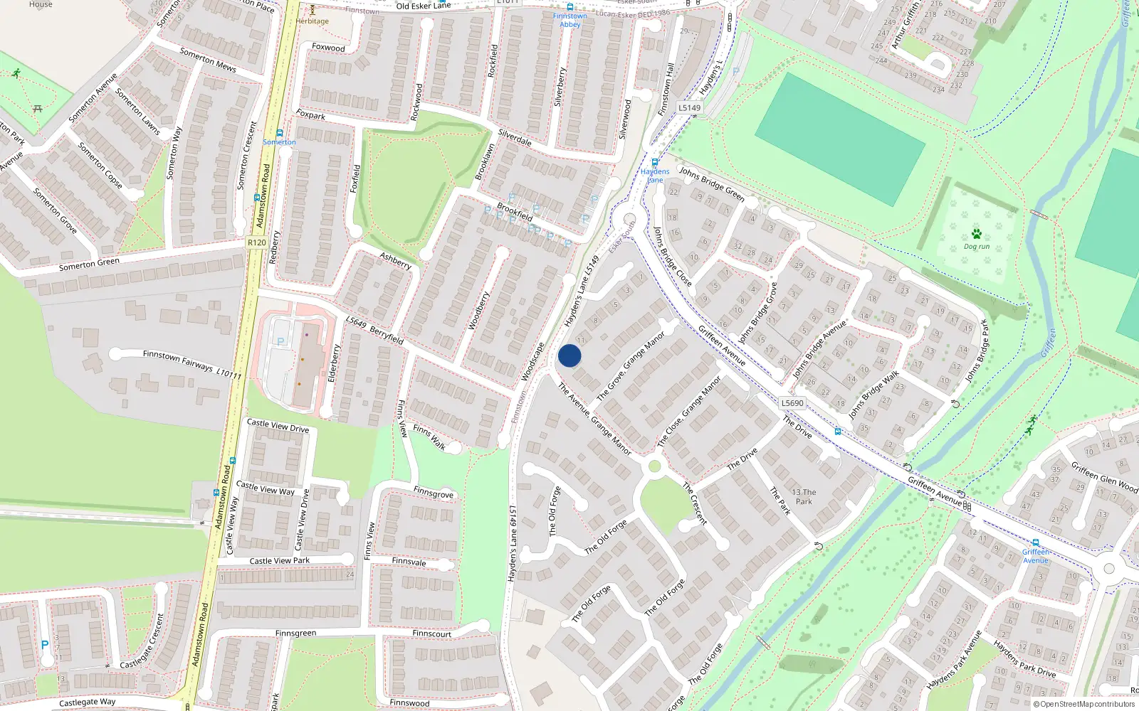 Overhead map showing the location of 12 The Avenue, Lucan