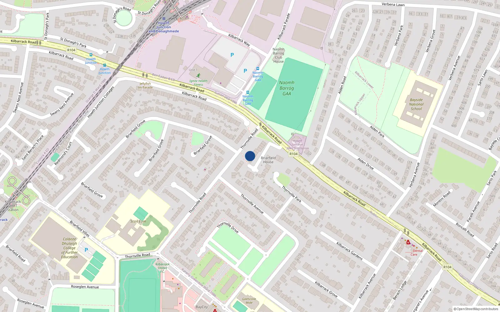 Overhead map showing the location of 12 the Belfry, Kilbarrack Road, Dublin 5