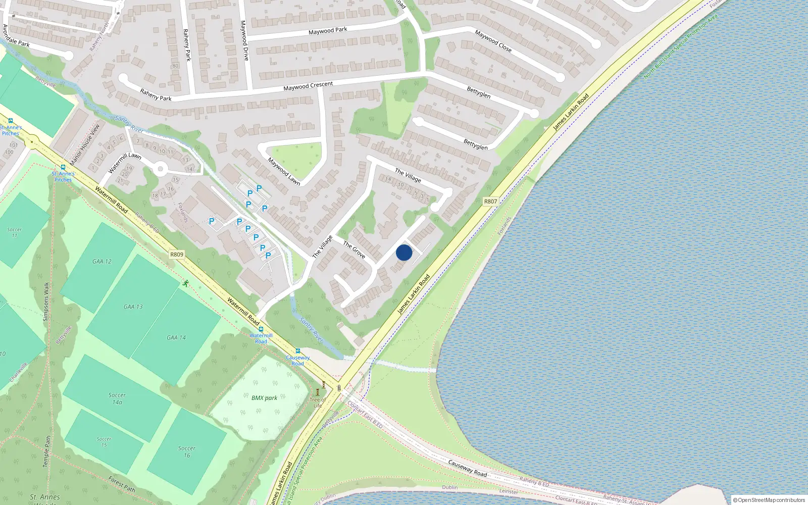Overhead map showing the location of 12 the Court, Bettyglen, Raheny Dublin 5