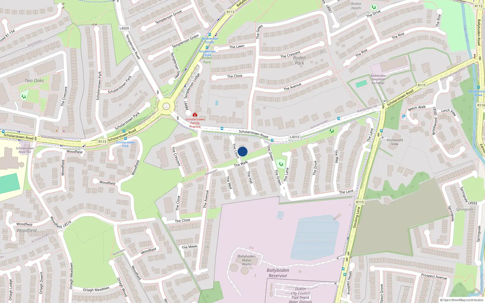 Overhead map showing the location of 12 The Court, Dublin 16