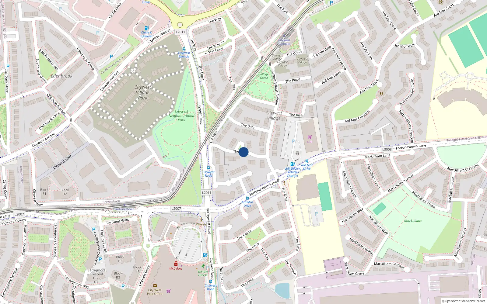 Overhead map showing the location of 12 The Hill, Citywest
