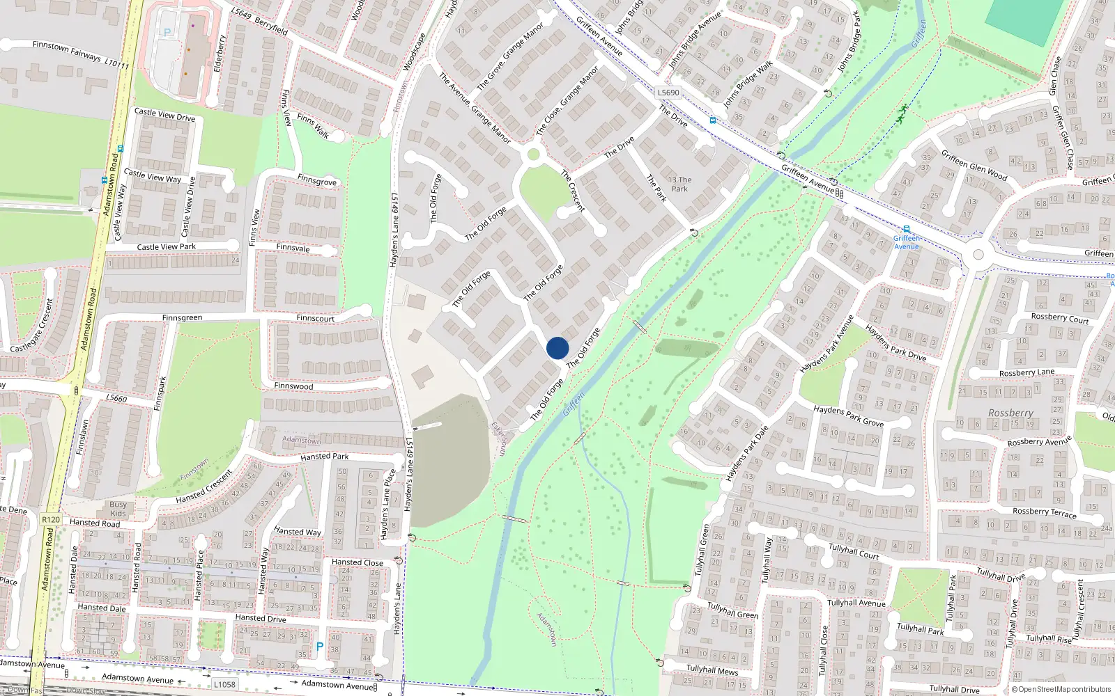 Overhead map showing the location of 12 The Old Forge, Lucan