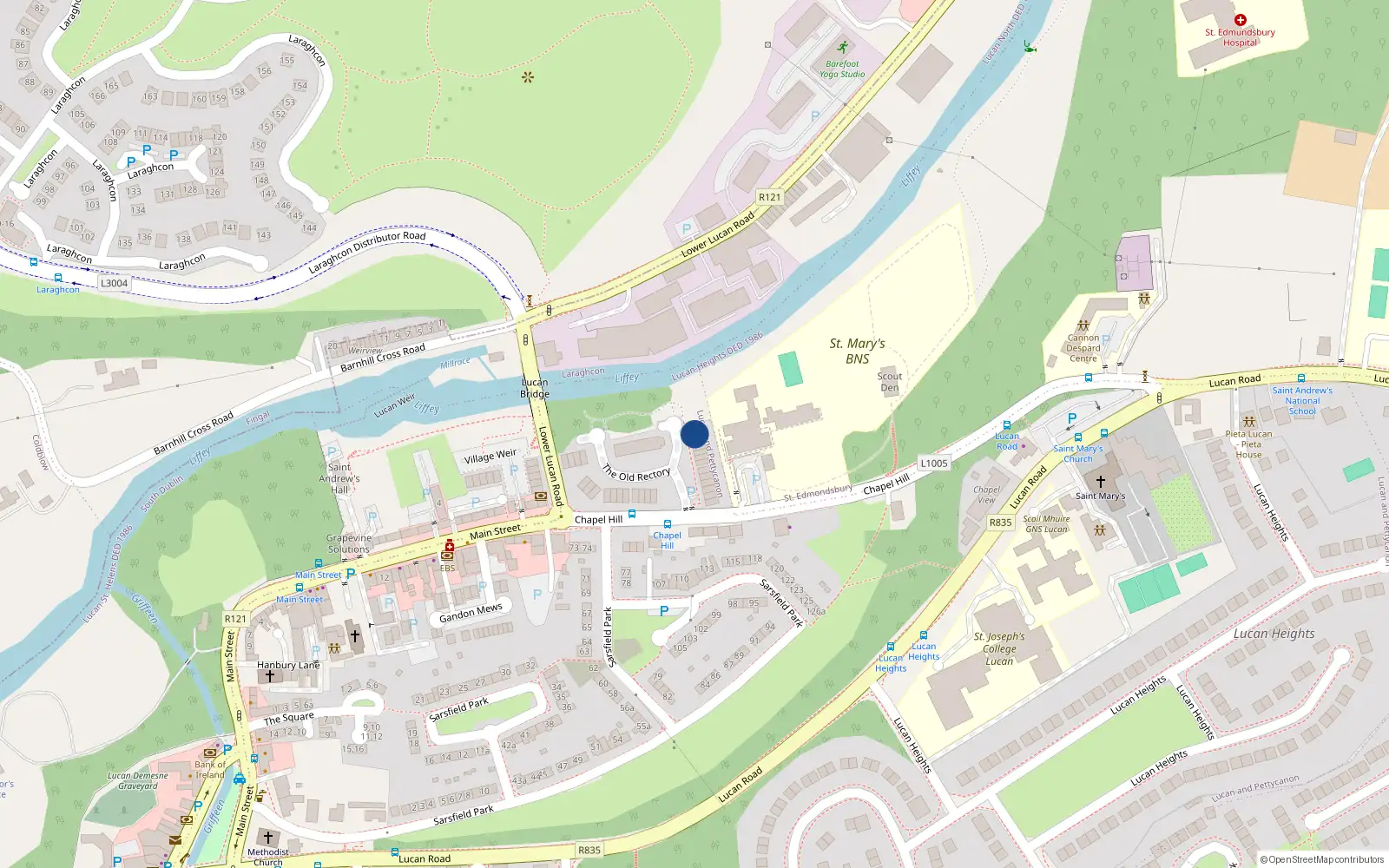 Overhead map showing the location of 12 the Old Rectory, Lucan, Dublin