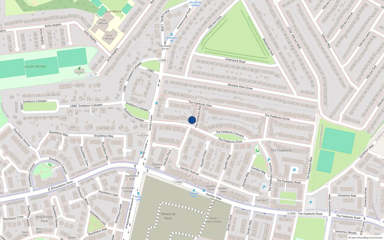 Overhead map showing the location of 12 the Paddocks Rise, The Paddocks, Adamstown