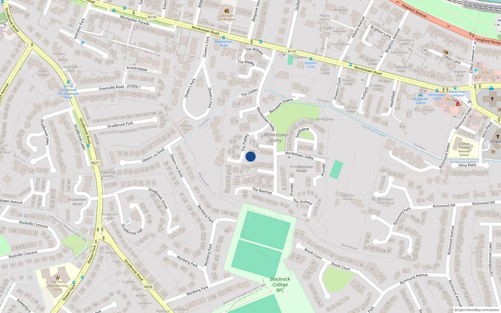 Overhead map showing the location of 12 the Poplars, Monkstown Valley, Monkstown
