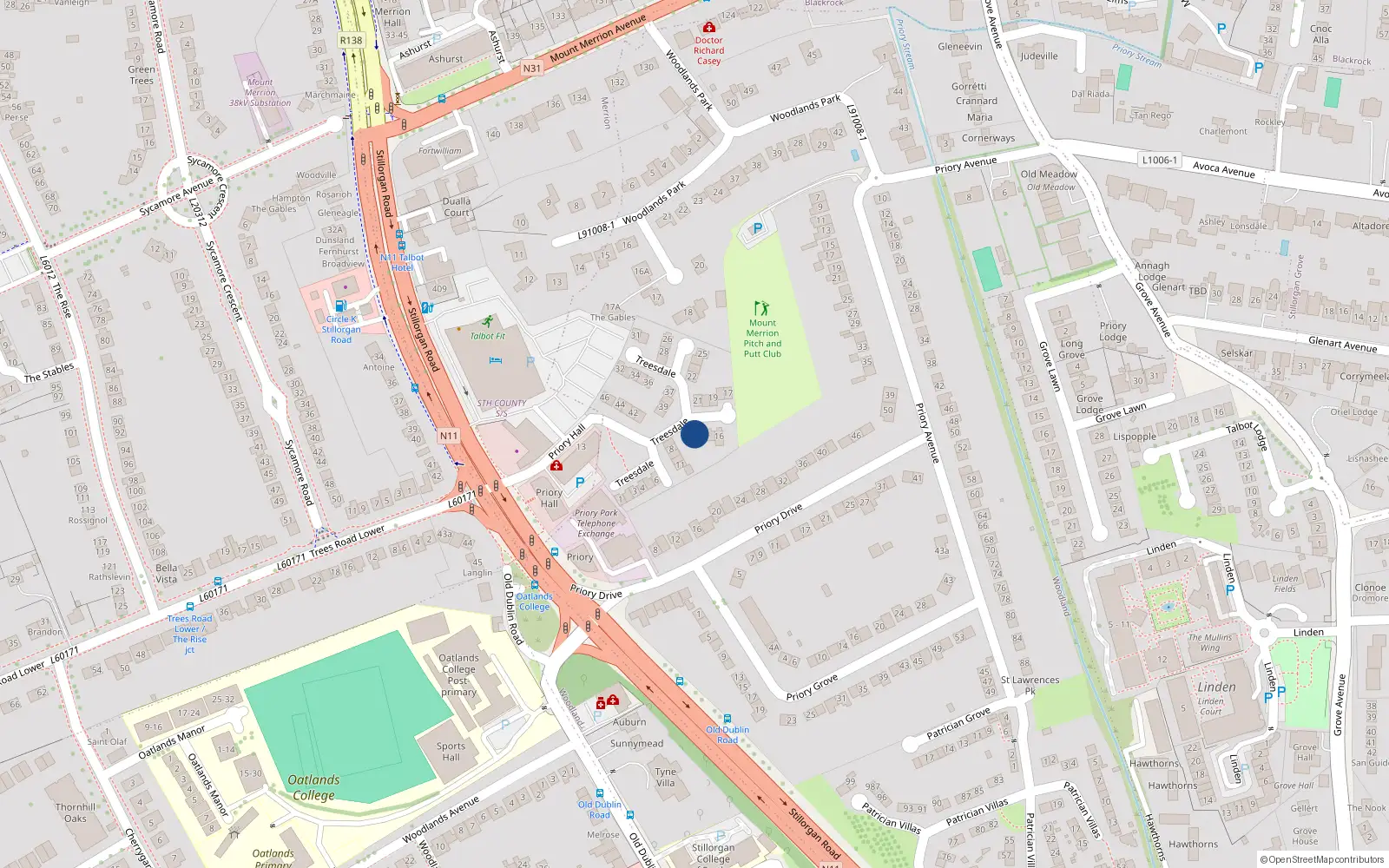 Overhead map showing the location of 12 Treesdale, Dublin