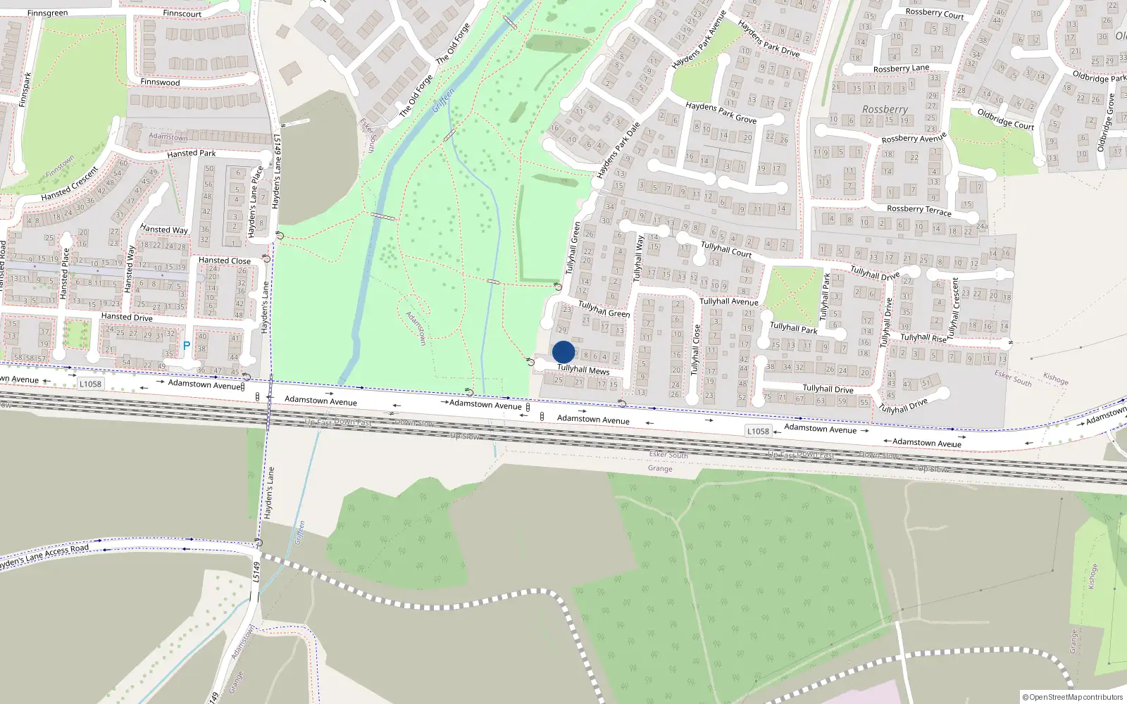 Overhead map showing the location of 12 Tullyhall Mews, Lucan