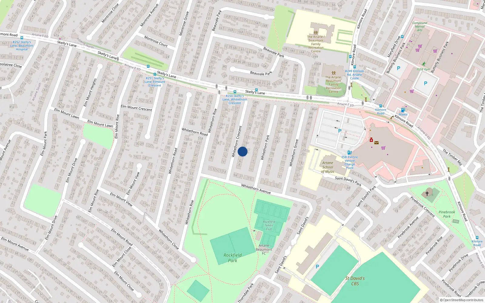 Overhead map showing the location of 12 Whitethorn Crescent, Dublin 5