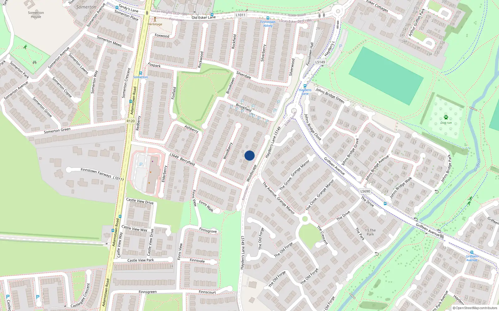 Overhead map showing the location of 12 Woodscape, Lucan