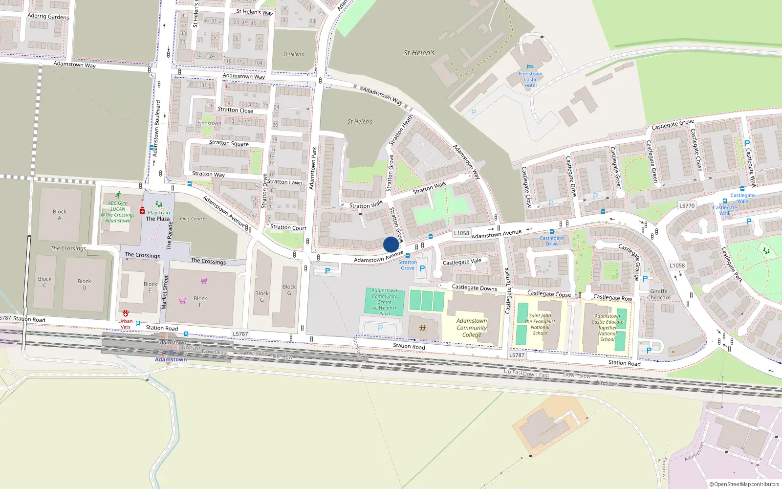 Overhead map showing the location of 120 Adamstown Avenue, Lucan