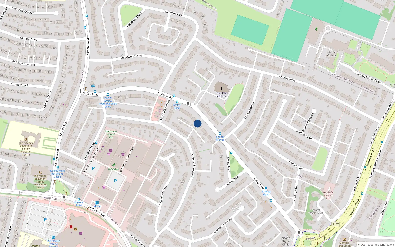 Overhead map showing the location of 120 Ardlea Road, Dublin 5