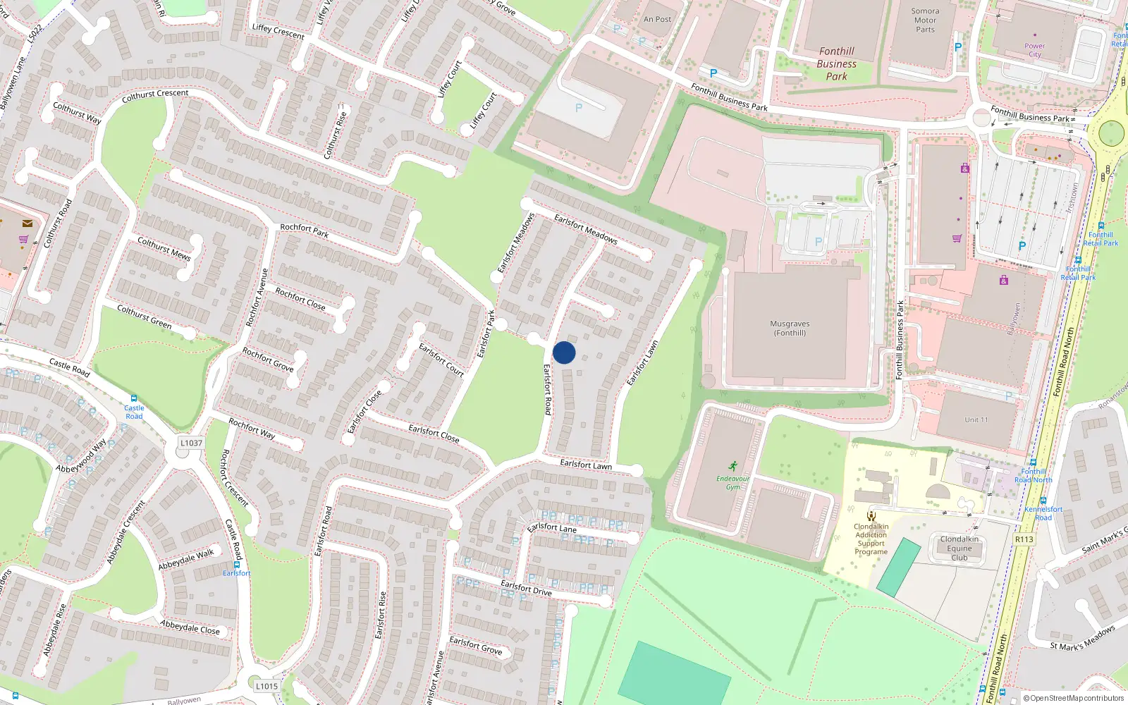 Overhead map showing the location of 120 Earlsfort Road, Lucan, Dublin