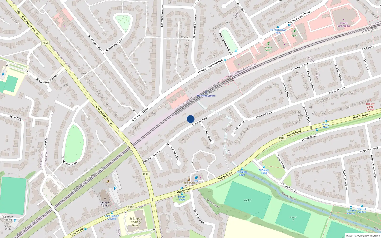 Overhead map showing the location of 120 Ennafort Road, Dublin 5