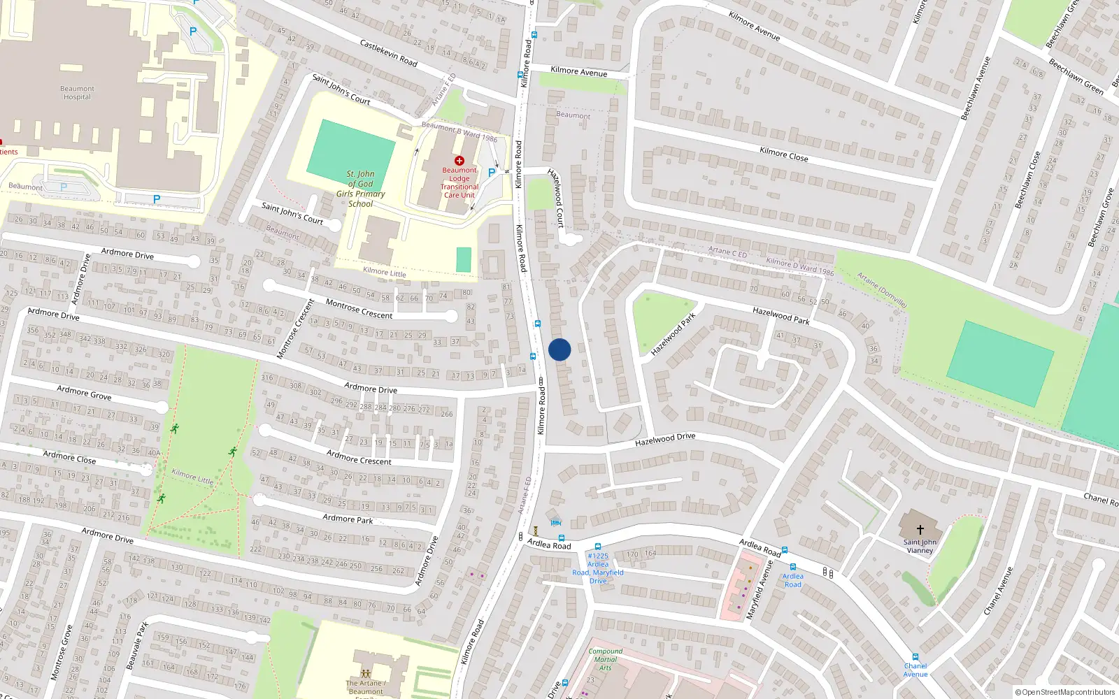Overhead map showing the location of 120A Kilmore Road, Dublin 5
