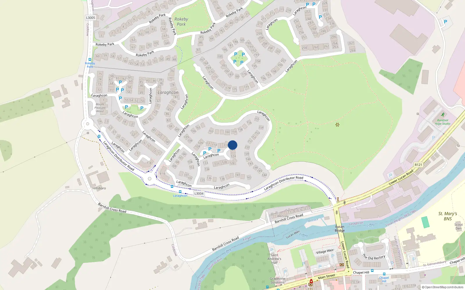 Overhead map showing the location of 120 Laraghcon, Lucan