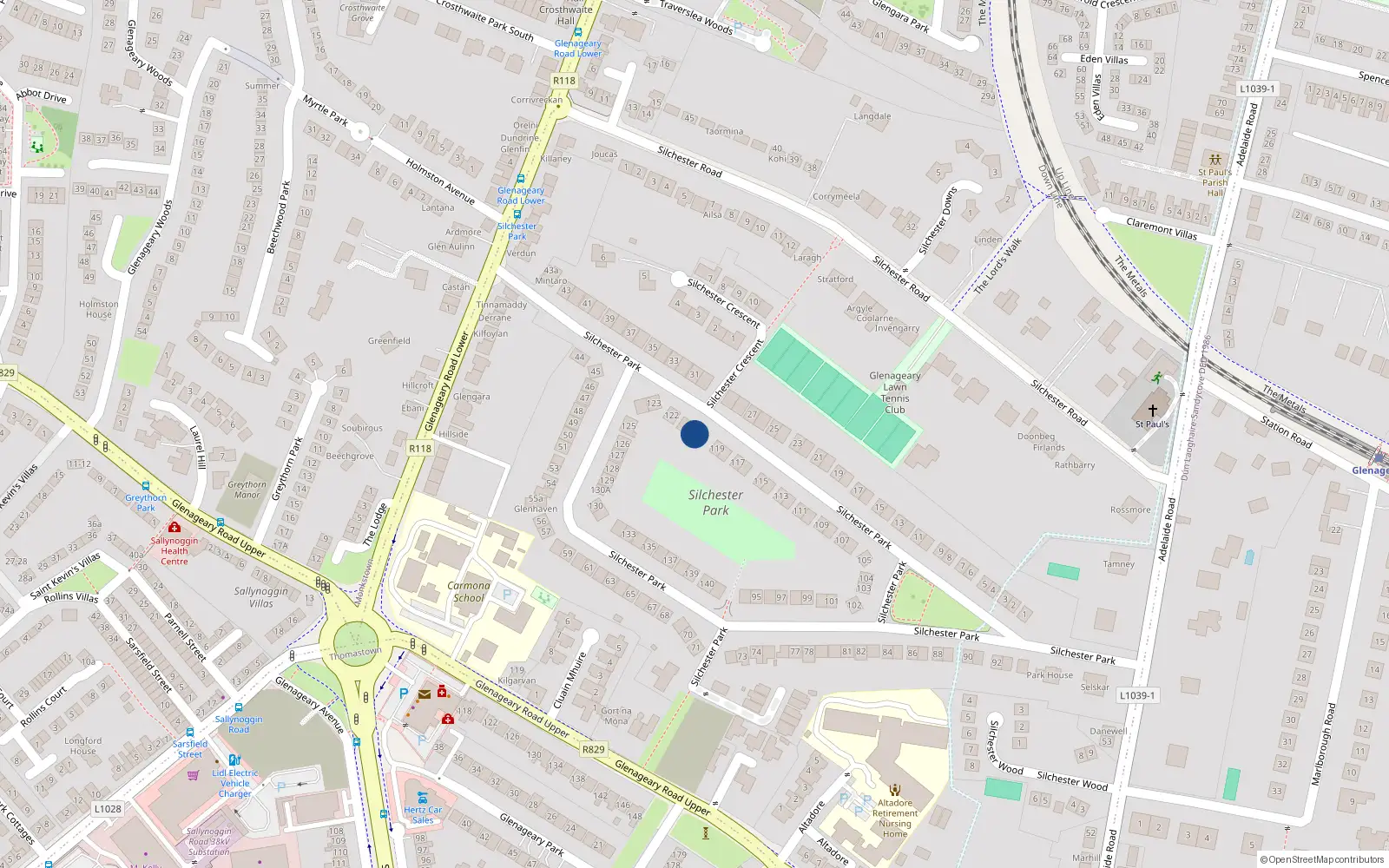 Overhead map showing the location of 120 Silchester Park, Dublin
