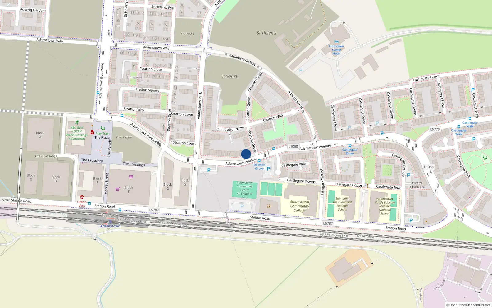 Overhead map showing the location of 122 Adamstown Avenue, Lucan