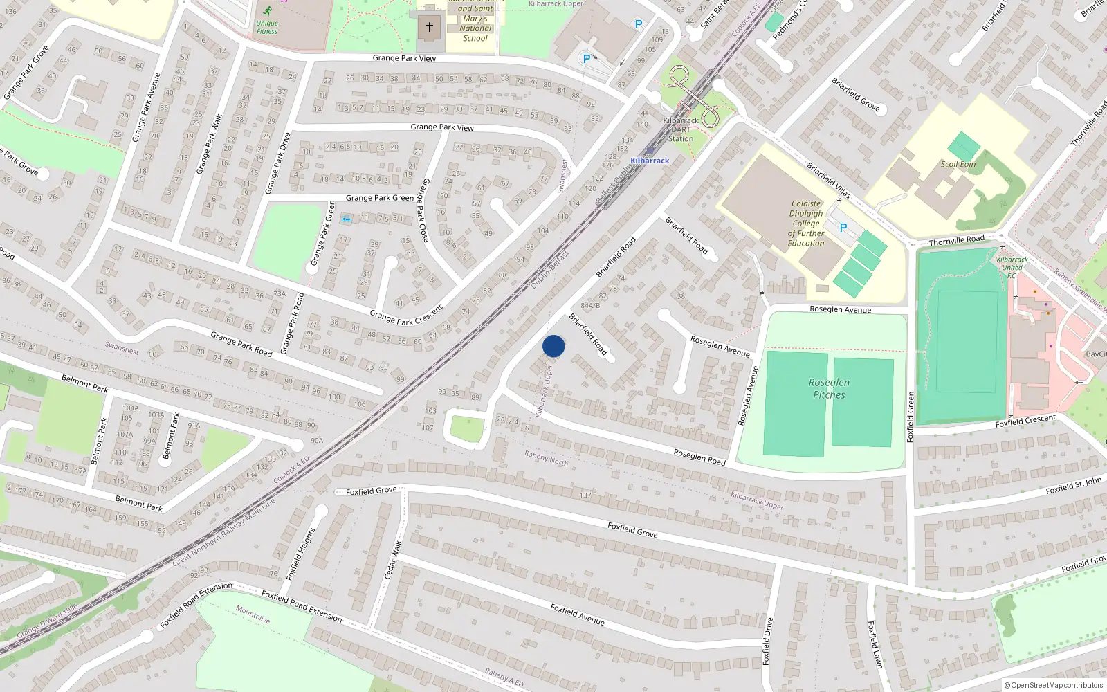 Overhead map showing the location of 122 Briarfield Road, Kilbarrack, Dublin 5