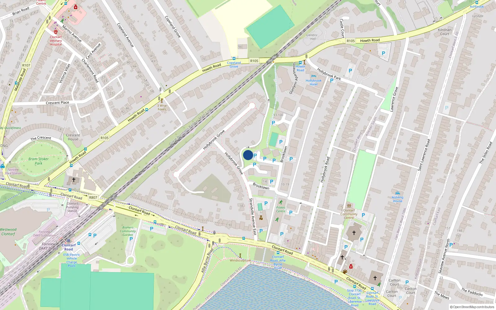 Overhead map showing the location of 122 Brooklawn, Strandville Avenue East, Clontarf