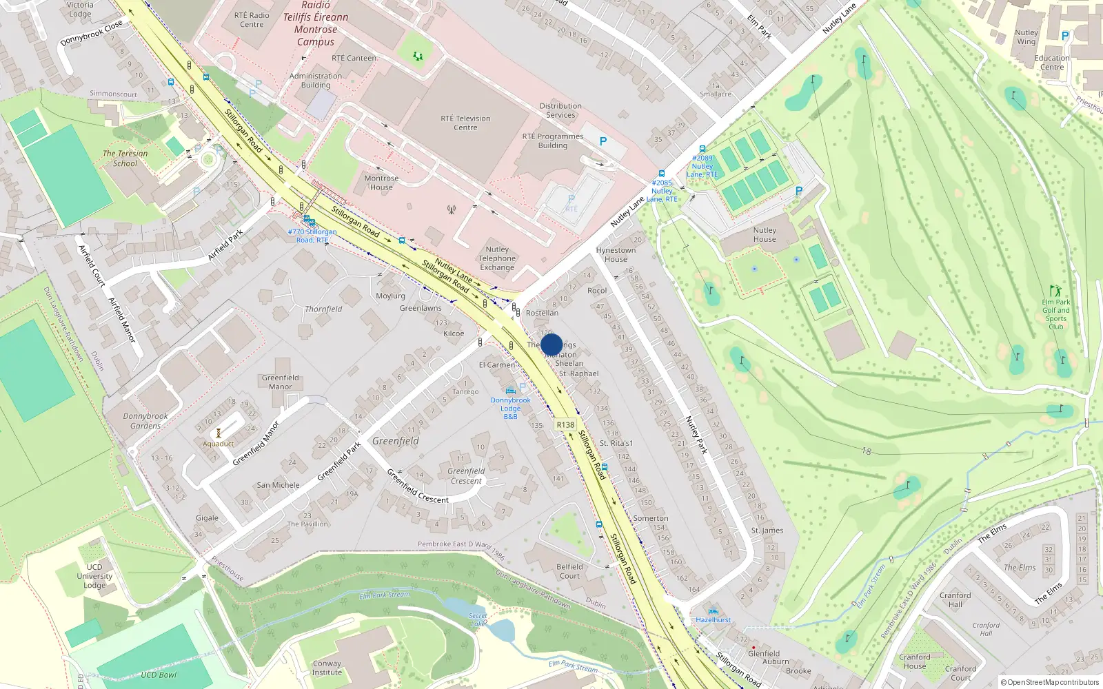 Overhead map showing the location of 122 Stillorgan Road, Priesthouse