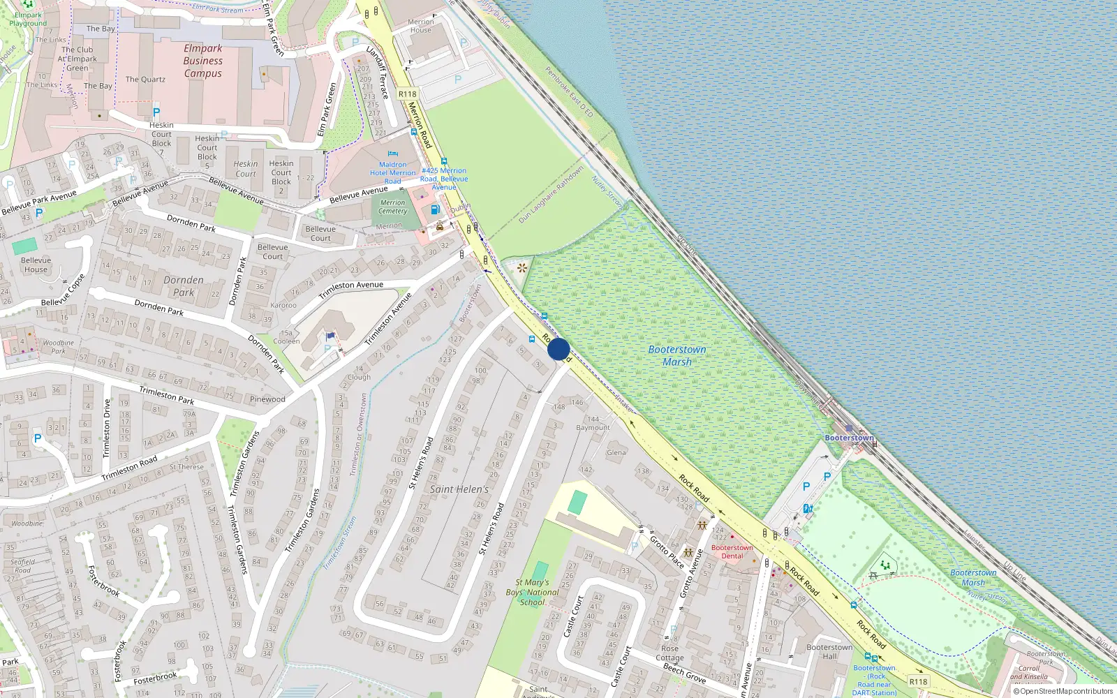 Overhead map showing the location of 122A Rock Road, Intake