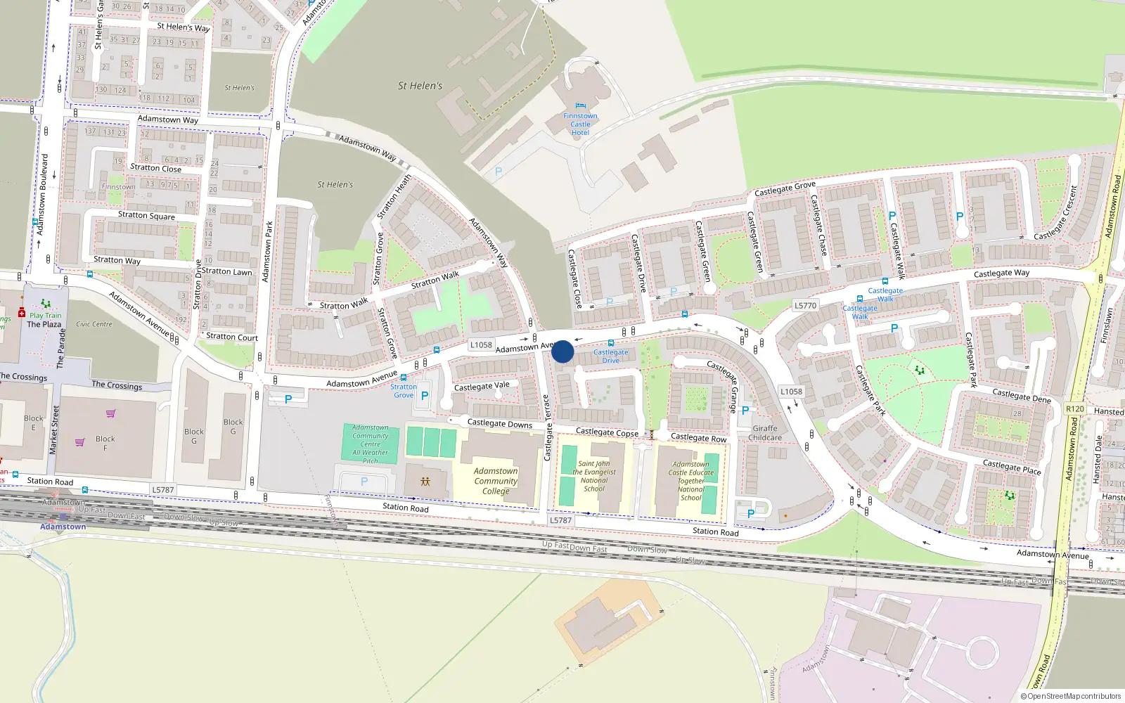 Overhead map showing the location of 123 Adamstown Avenue, Lucan