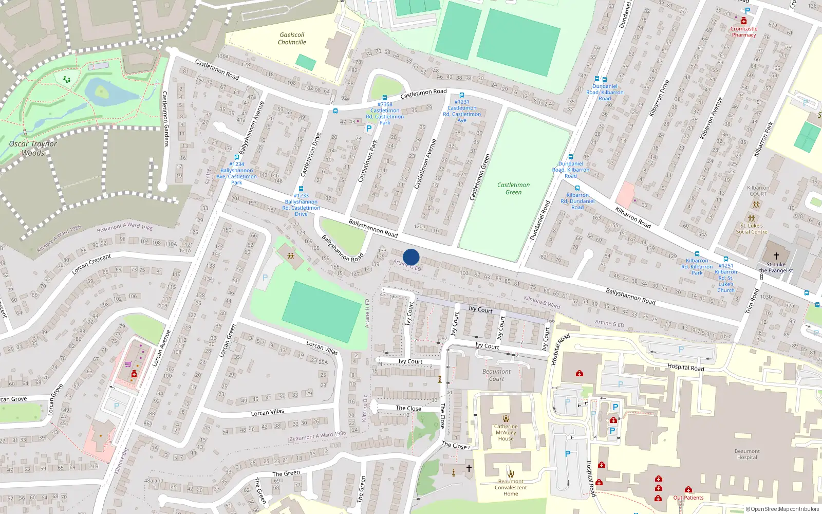 Overhead map showing the location of 123 Ballyshannon Road, Kilmore West, Dublin 5