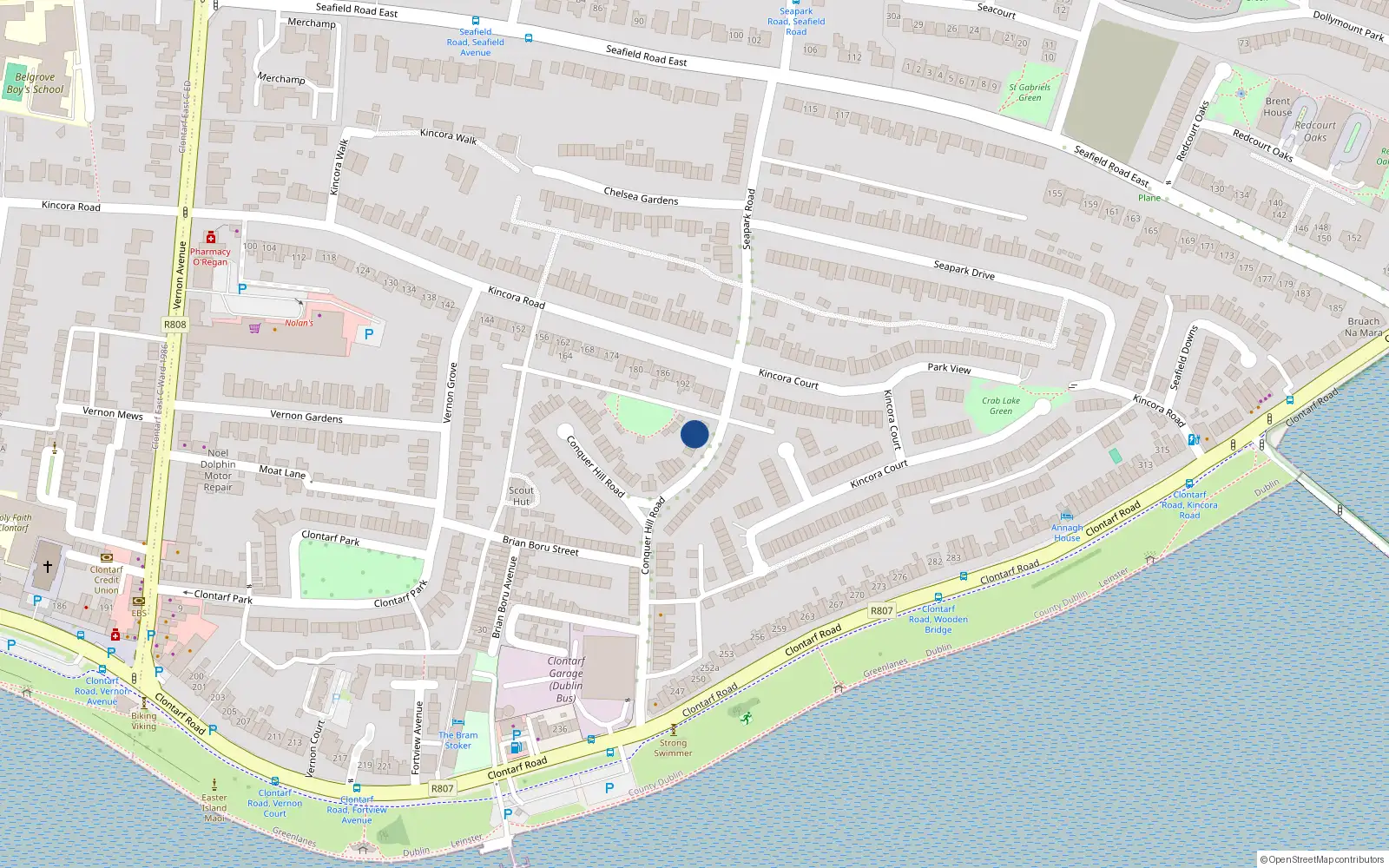 Overhead map showing the location of 123 Conquer Hill Road, Dublin 3