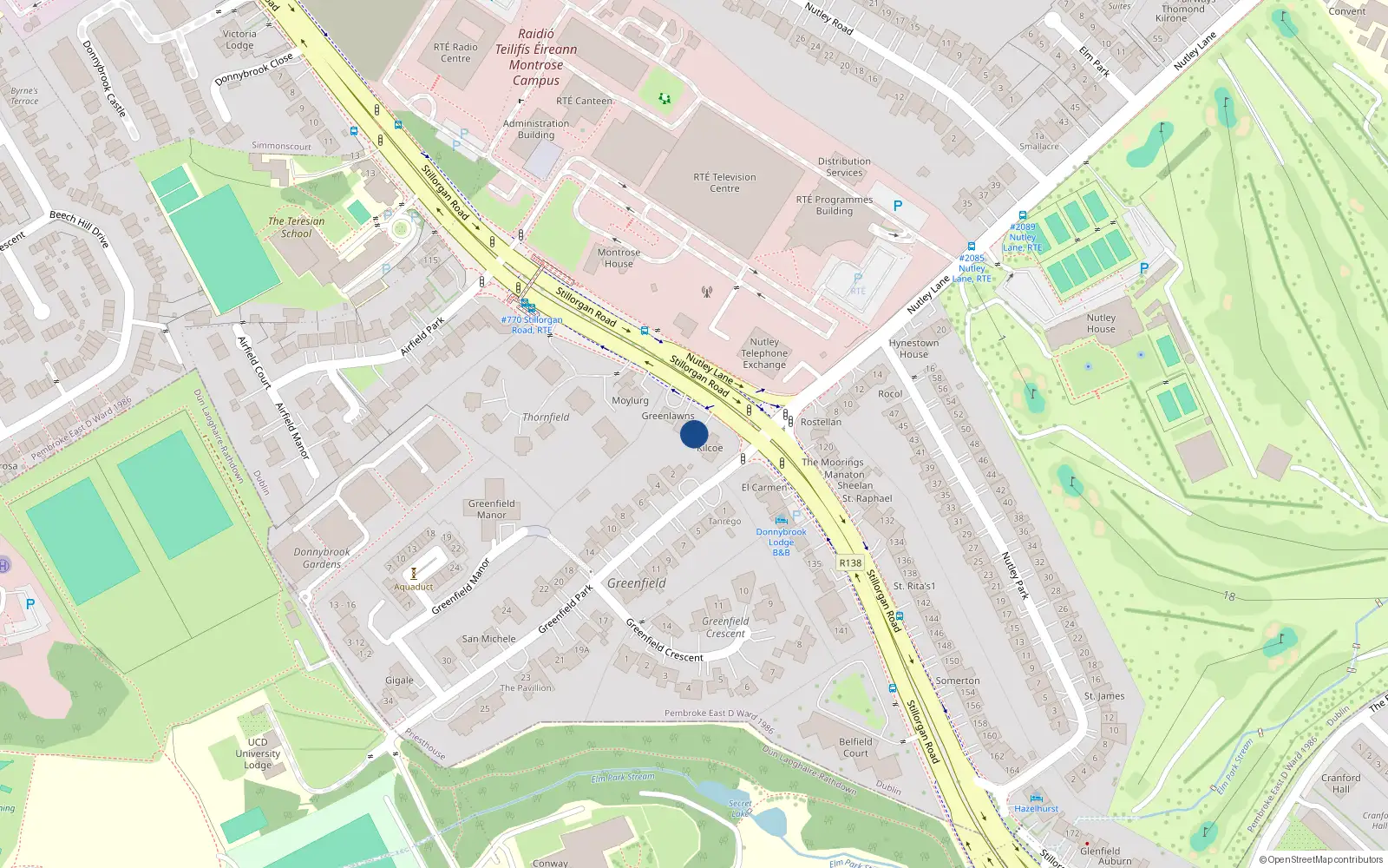 Overhead map showing the location of 123 Stillorgan Road, Priesthouse