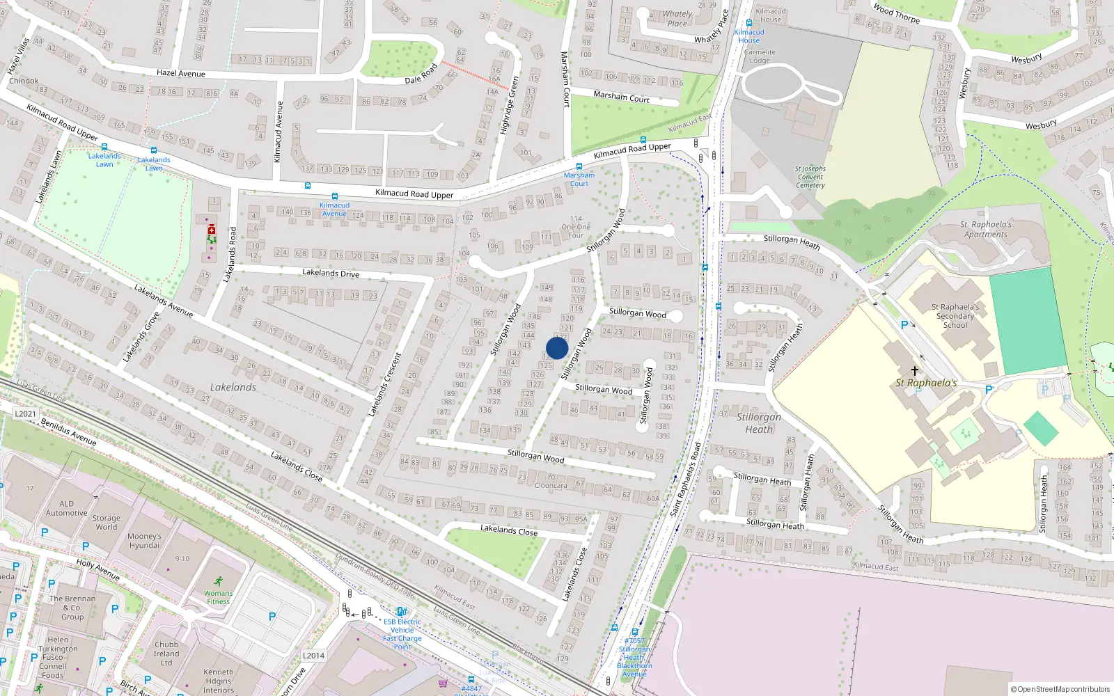 Overhead map showing the location of 123 Stillorgan Wood, Dublin
