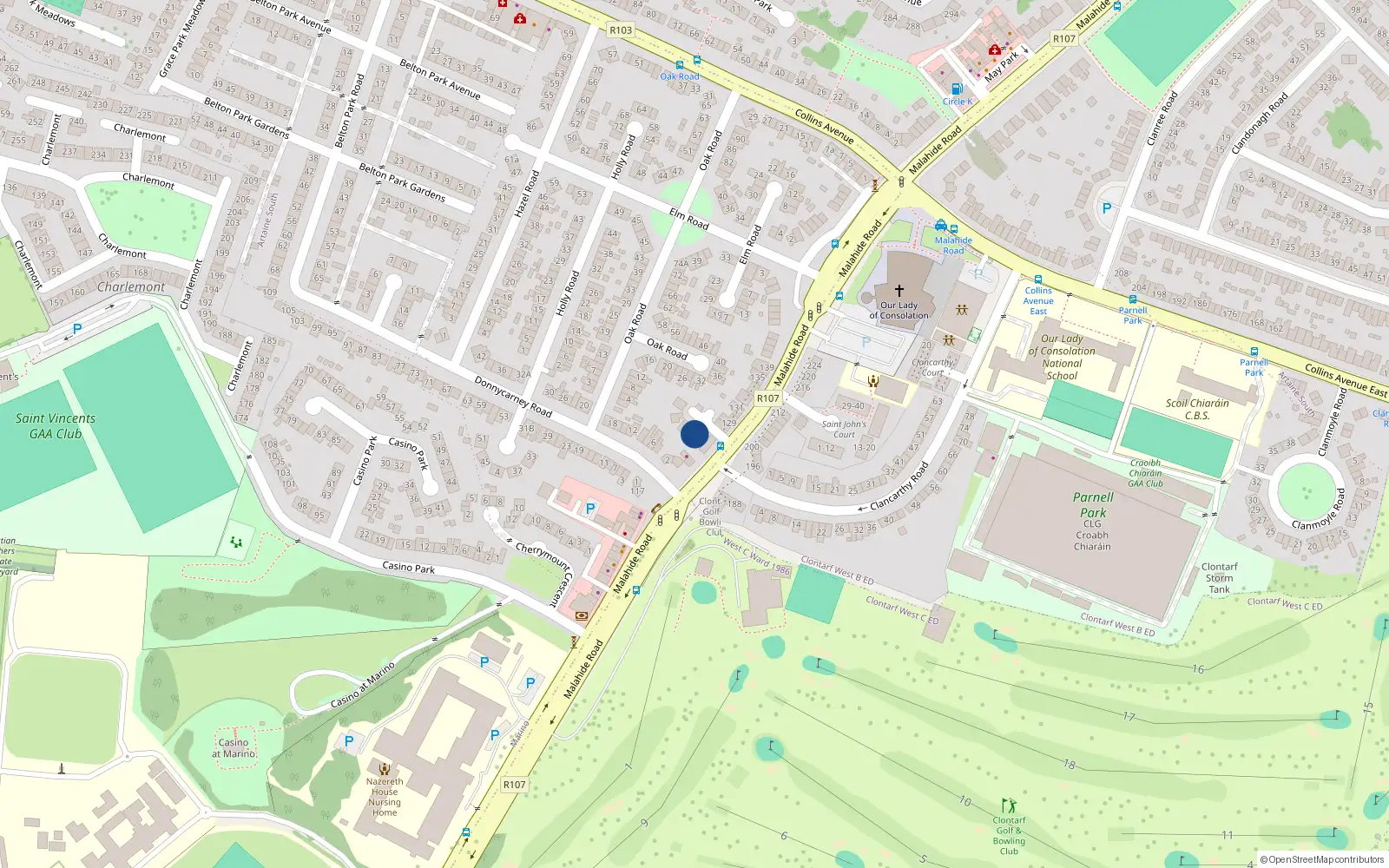 Overhead map showing the location of 123A Malahide Road, Dublin 3