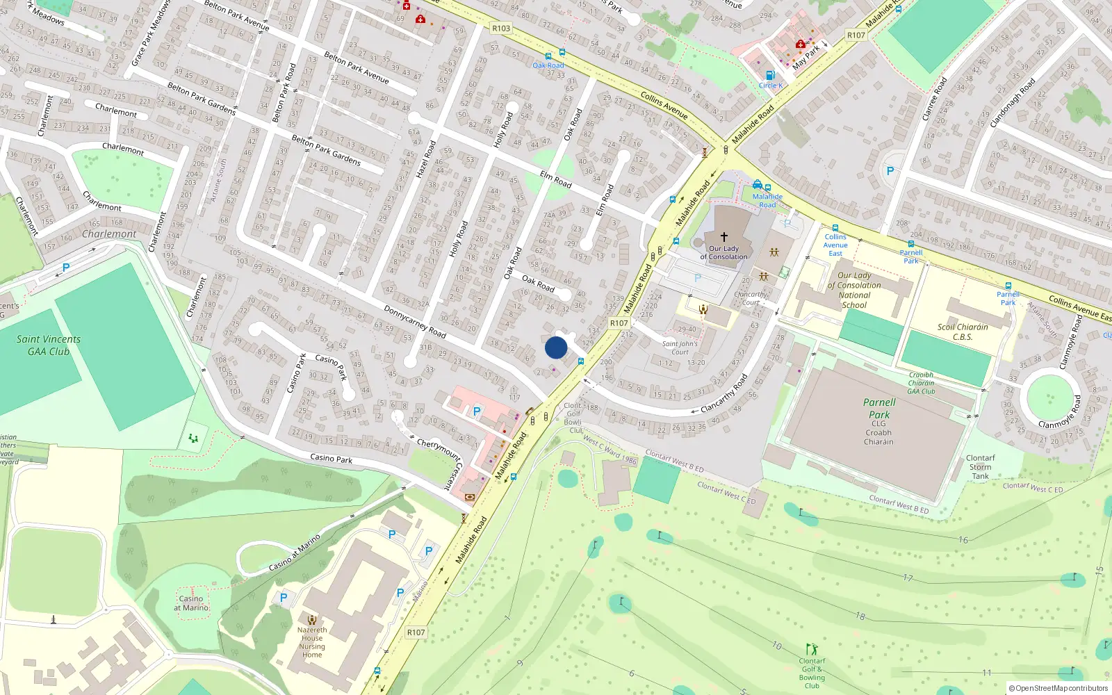 Overhead map showing the location of 123B Malahide Road, Dublin 3