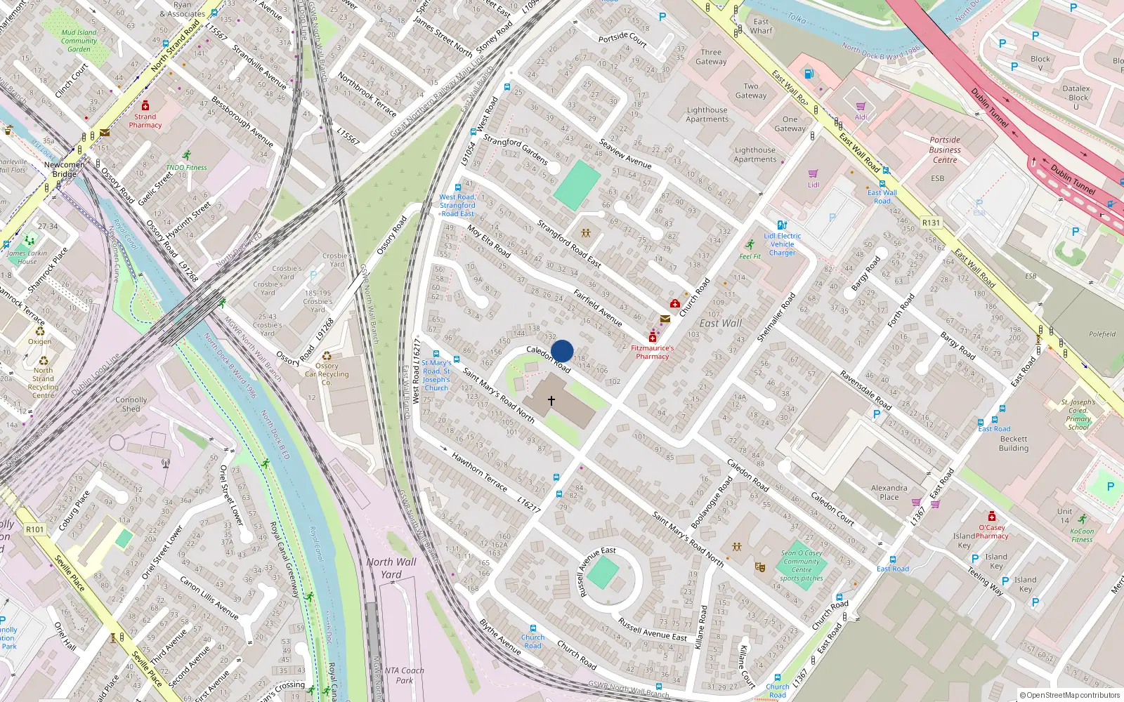 Overhead map showing the location of 124 Caledon Road, Dublin 3