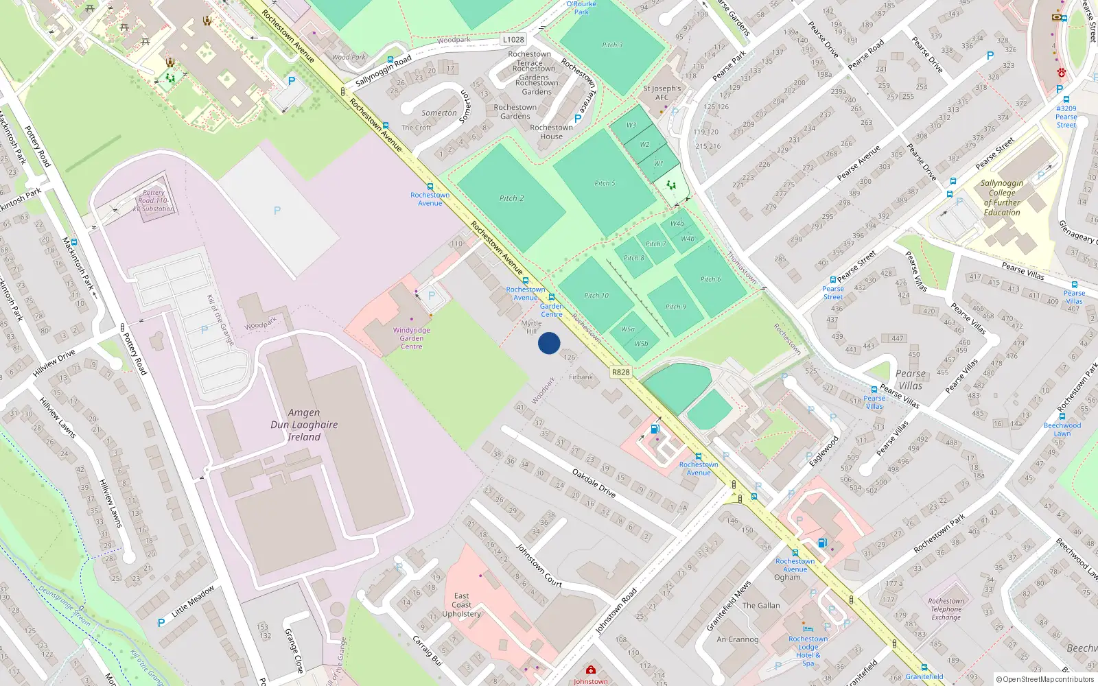 Overhead map showing the location of 124 Rochestown Avenue, Dun Laoghaire, Dublin