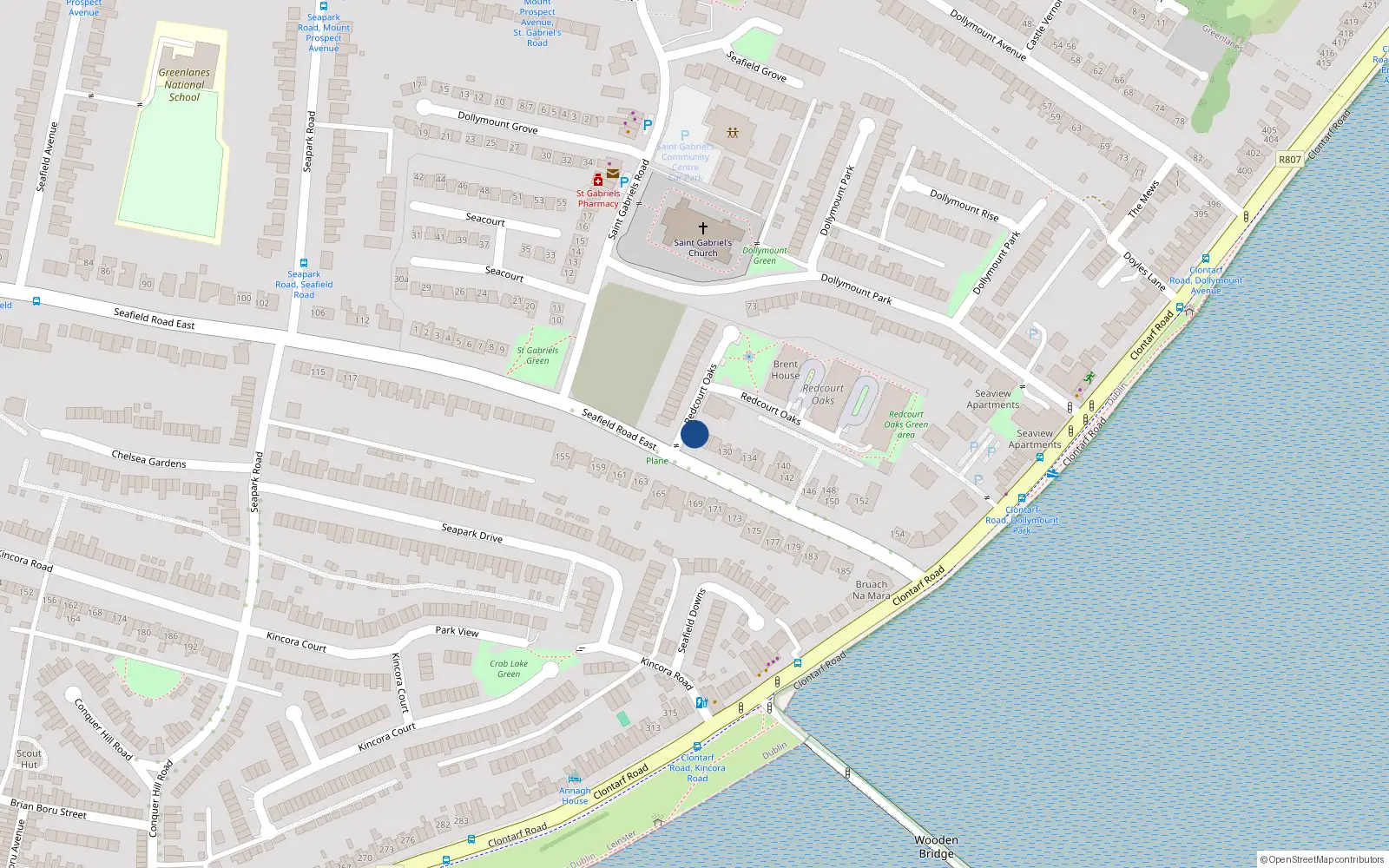 Overhead map showing the location of 124 Seafield Road East, Dublin 3