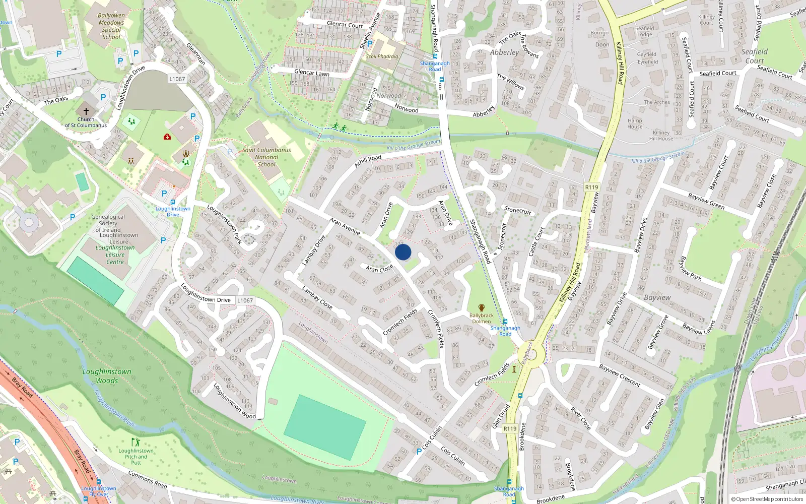Overhead map showing the location of 125, 125 Cromlech Fields, Ballybrack
