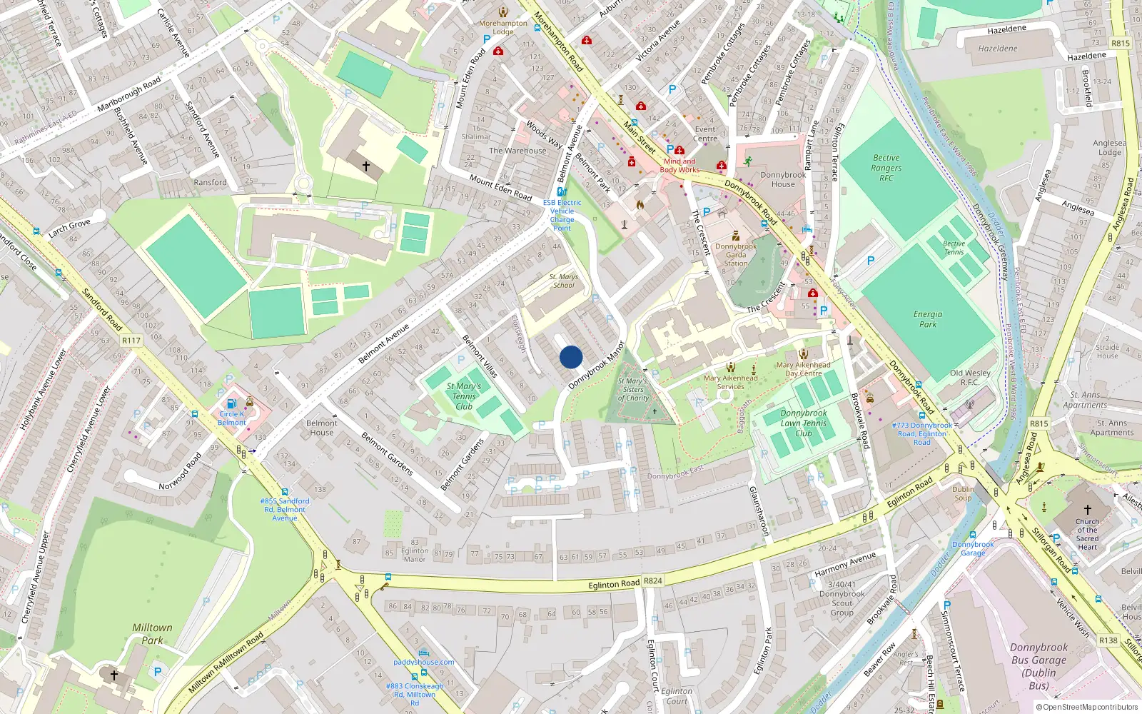 Overhead map showing the location of 125 Donnybrook Manor, Donnybrook