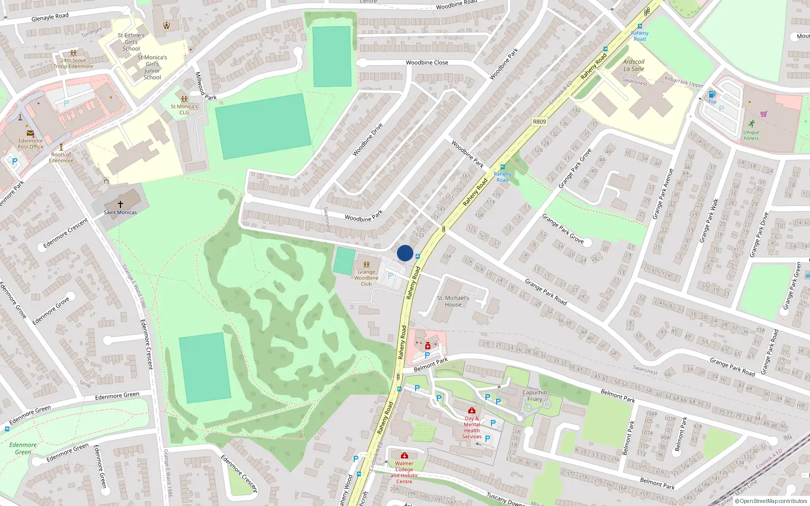 Overhead map showing the location of 125 Raheny Road, Dublin 5, Dublin