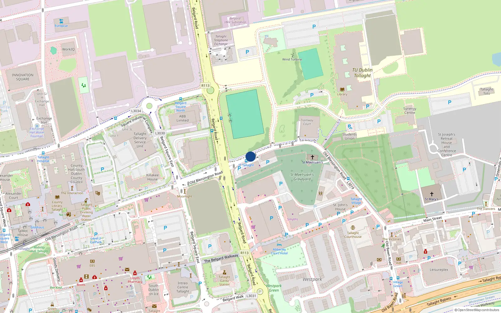 Overhead map showing the location of 125B Deseby Court, Blessington Road, Tallaght