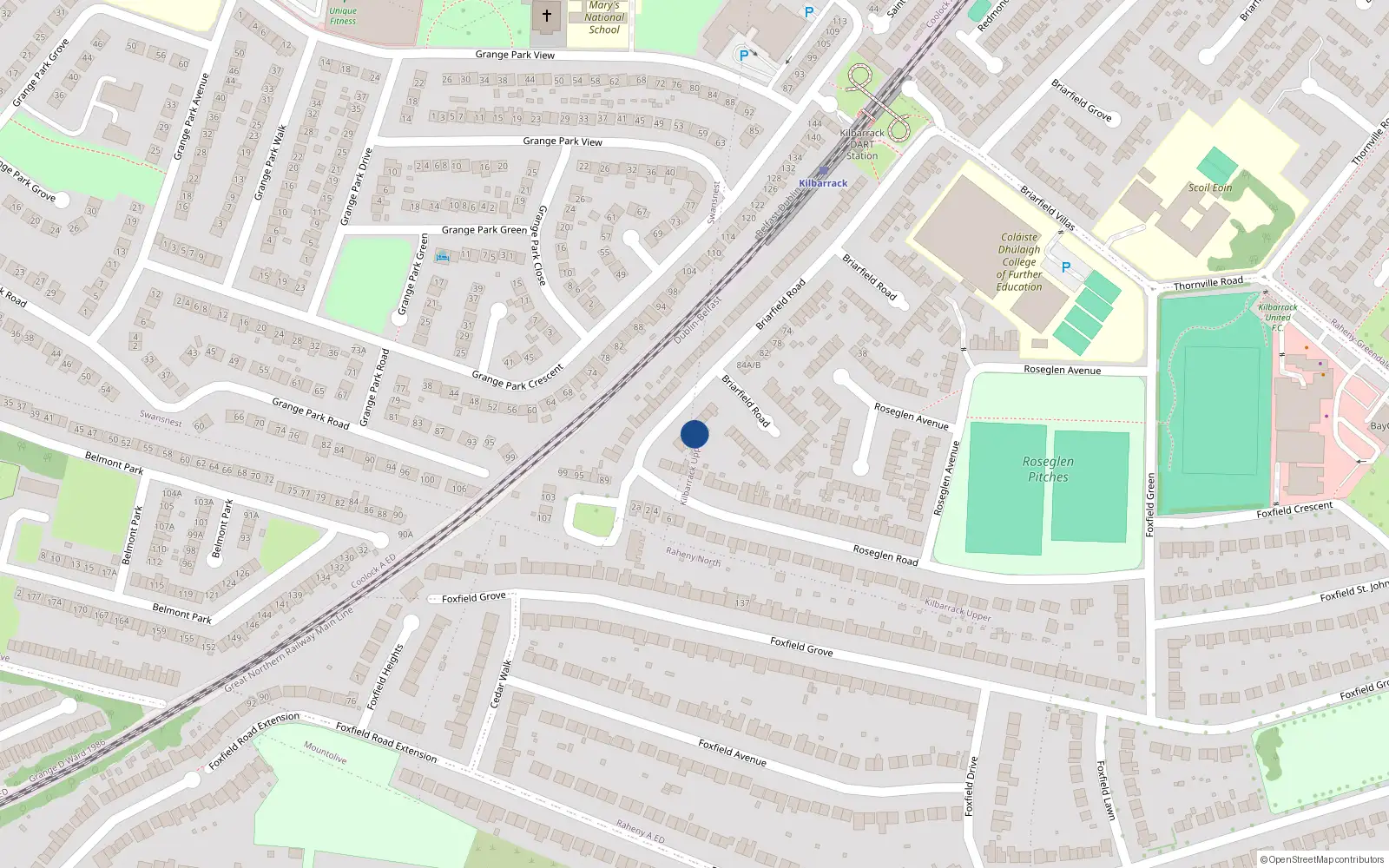 Overhead map showing the location of 126 Briarfield Road, Dublin 5