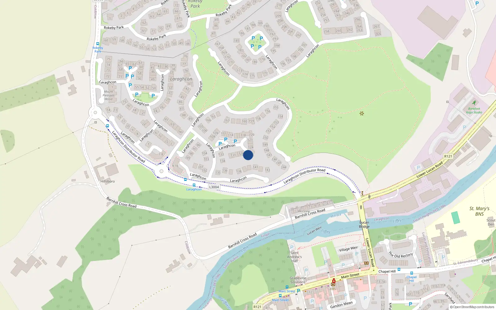 Overhead map showing the location of 126 Laraghcon, Lucan
