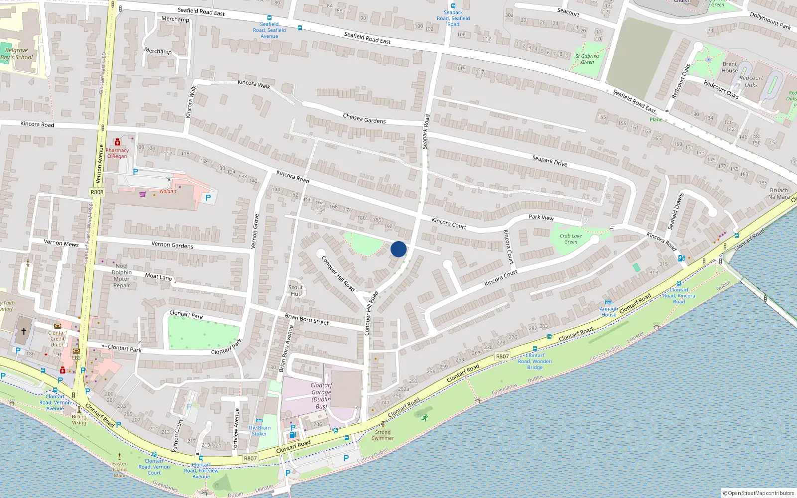 Overhead map showing the location of 127 Conquer Hill Road, Dublin 3