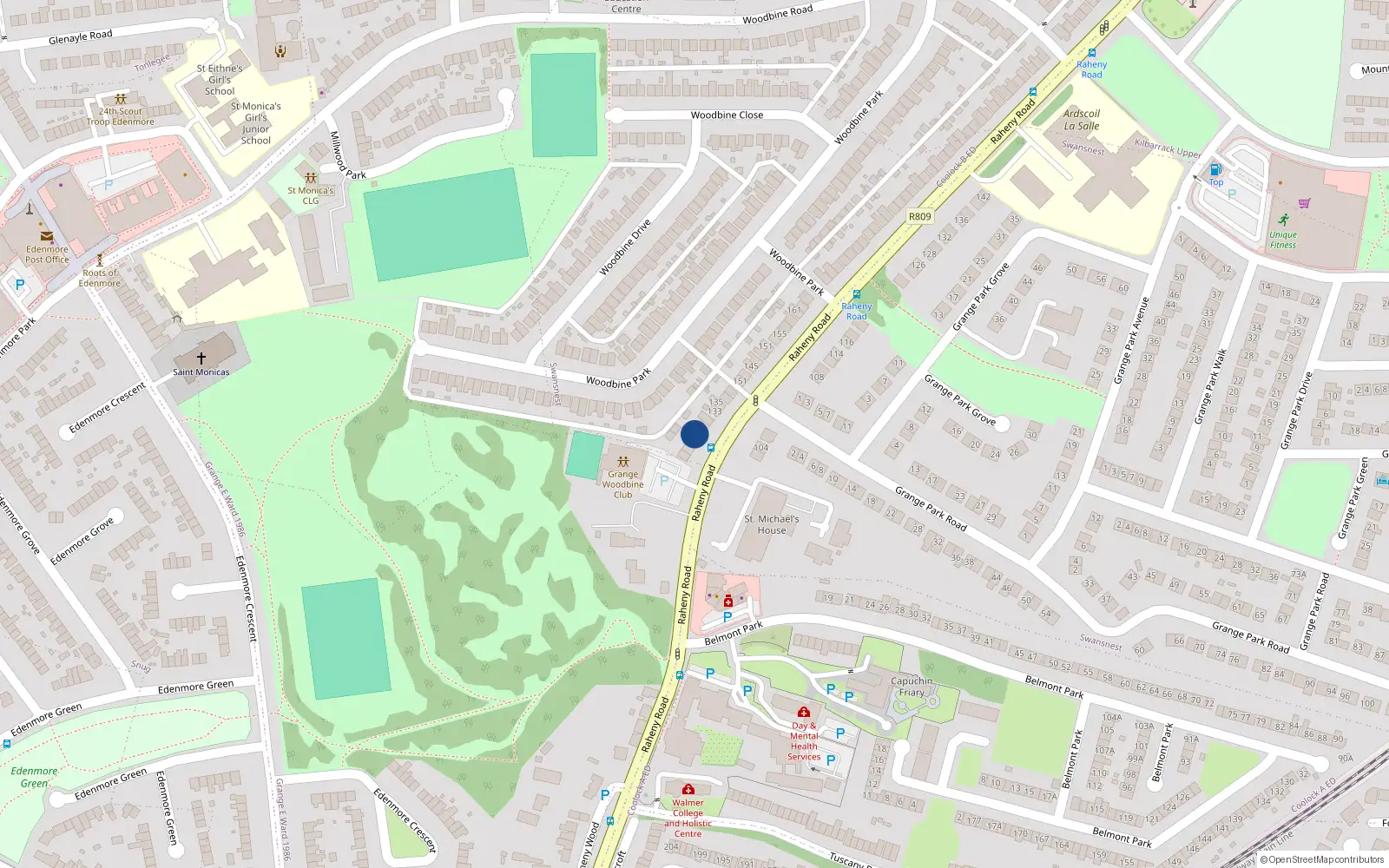 Overhead map showing the location of 127 Raheny Road, Dublin 5