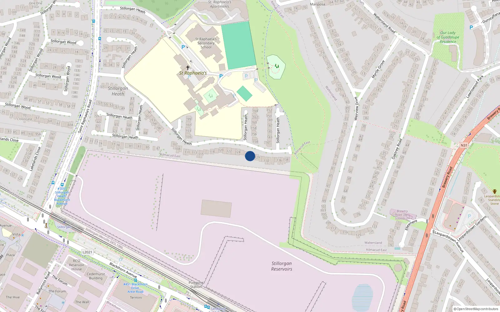 Overhead map showing the location of 127 Stillorgan Heath, Stillorgan, Co Dublin