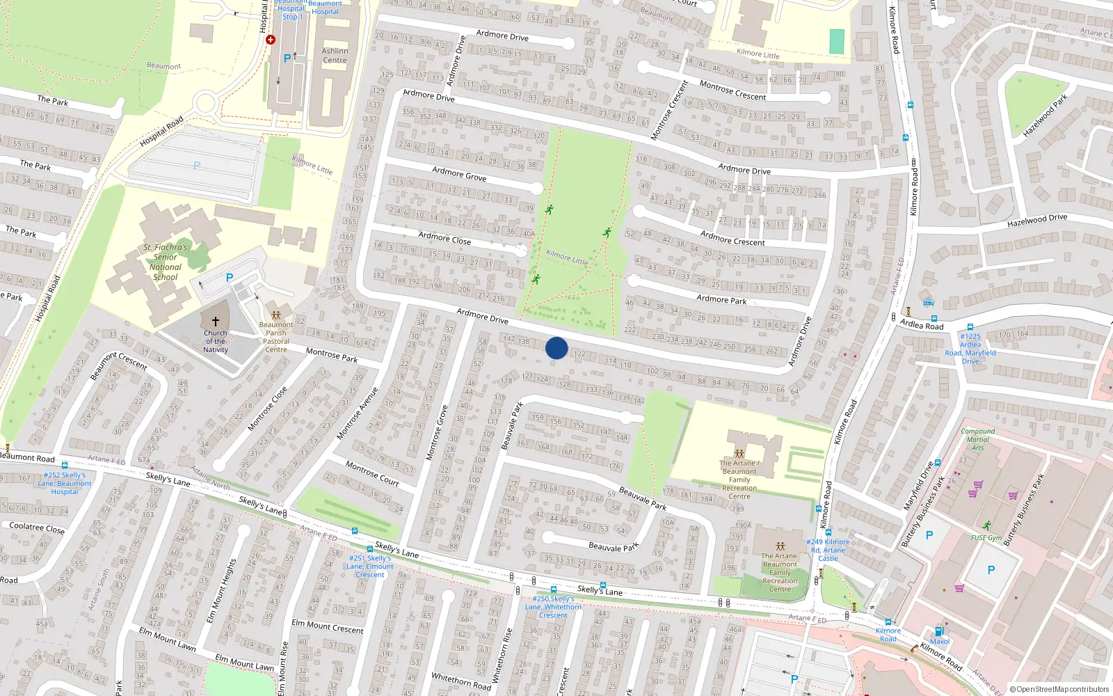 Overhead map showing the location of 128, 128 Ardmore Drive, Dublin 5