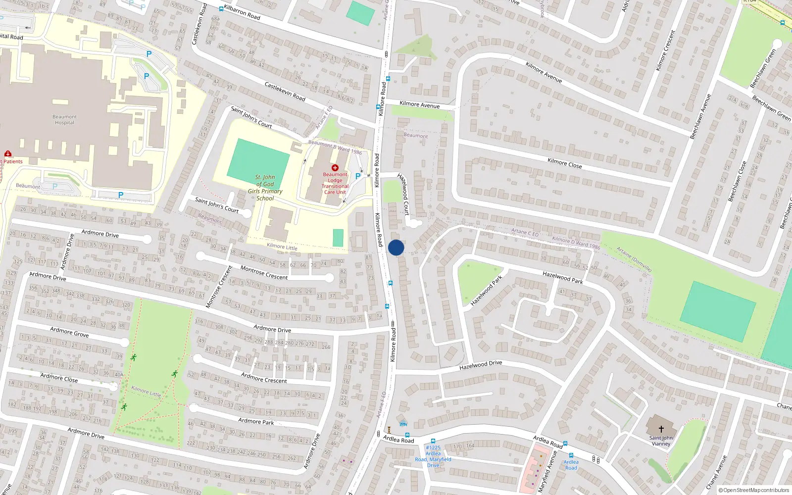 Overhead map showing the location of 129 Kilmore Road, Dublin 5