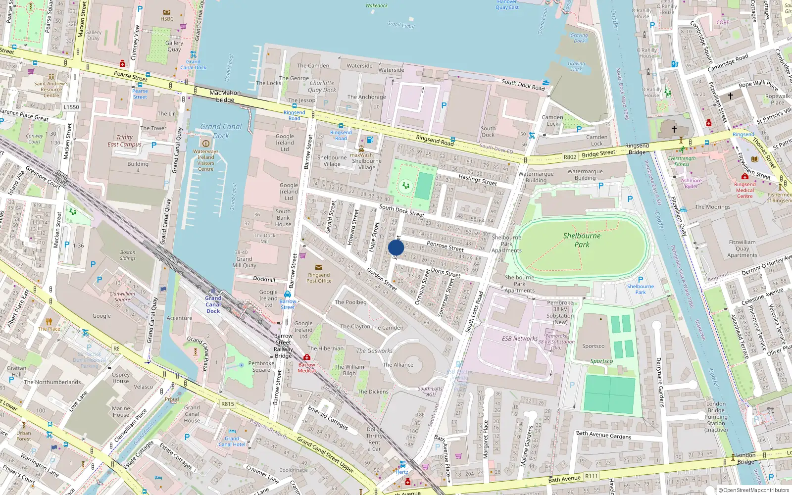 Overhead map showing the location of 12A Joy Street, Dublin 4